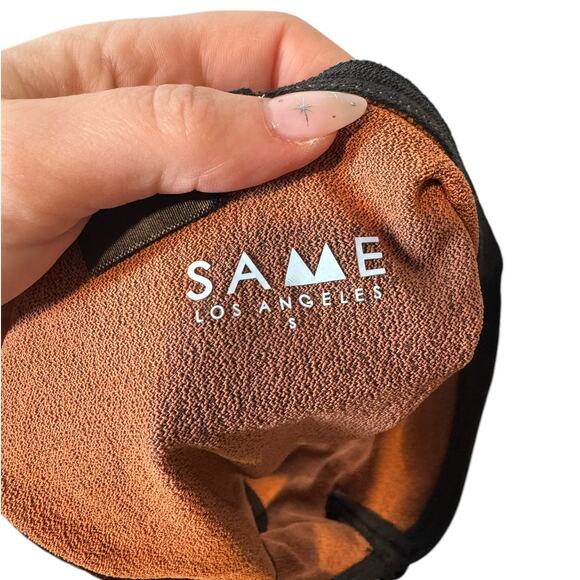 New Same Los Angeles Grace Bikini Bottom Burnt Sienna Black Small High Cut - Picture 7 of 9
